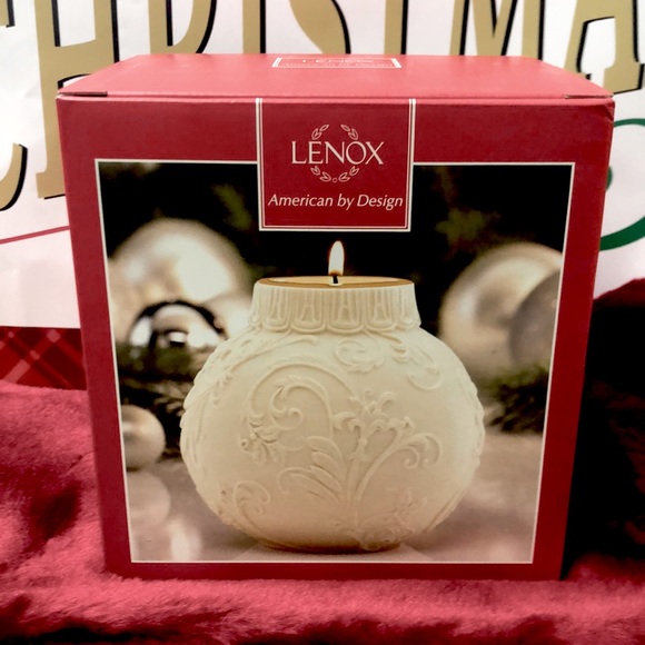 Lenox Ornamental Glow Holly scrollwork votive New in Box - Picture 1 of 3